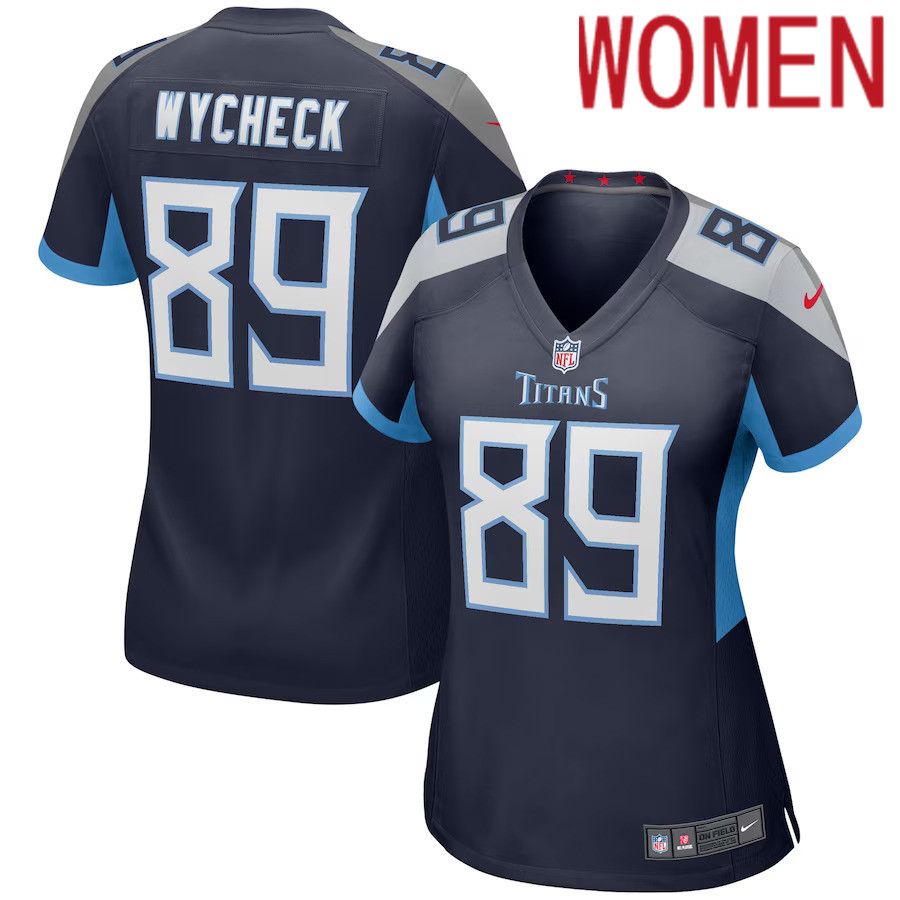 Women Tennessee Titans 89 Frank Wycheck Nike Navy Game Retired Player NFL Jersey